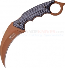 MTech Xtreme Karambit Fixed Blade Knife (3.75 Inch 440A Brown Hawkbill Blade) Black Gray G10 Handle MTX8140BT