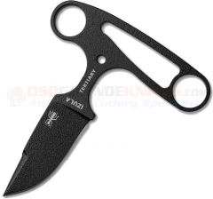 ESEE Knives Izula Tertiary Push Dagger Knife (2.5 Inch 1095HC Black Plain Blade) Skeletonized Handle + Molded Plastic Sheath + Clip Plate ESTERTIARYNH
