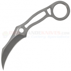 Schrade SCH111 Karambit Neck Knife Fixed (2.97 Inch Hawkbill Plain Blade) Skeletonized Steel Handle + Thermoplastic Sheath