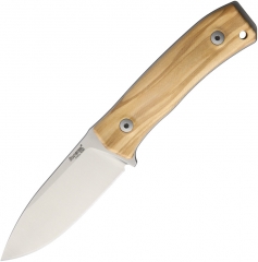 LionSteel M4 Bushcraft Knife Fixed (3.74 Inch M390 Satin Plain Blade) Olive Wood Handle, Leather Belt Sheath M4UL