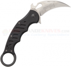 FOX Knives 478BSW Karambit Folding Flipper Knife w/ Emerson Wave (3.2 Inch N690Co Stonewashed Plain Hawkbill Blade) Aluminum Handle FOX478BSW