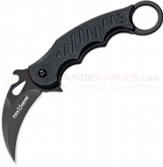 FOX Knives FKMD Folding Kerambit Knife (3.2 Inch Black Plain Hawkbill Blade) Black G10 Handle 01FX479