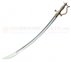 Cold Steel Indian Talwar Sword (33 Inch 1055 Carbon Steel Blade) Brass Handle + Wood/Leather Scabbard 88EIT