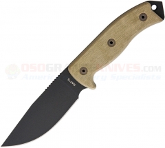 Ontario RAT-5 Survival Knife Fixed (5.25 Inch 1095HC Black Plain Blade) Micarta Handle + Cordura Nylon Sheath 8667 (Old Sku 8627)