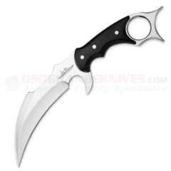 United Cutlery Hibben Karambit Knife Fixed (5.375 Inch Mirror Polished Blade) Black Micarta Handle + Leather Sheath GH5054