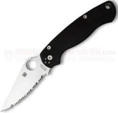 Spyderco C81GS2 ParaMilitary 2 Compression Lock Folding Knife (3.44 Inch CPM-S30V Satin Serrated Blade) Black G10 Handle