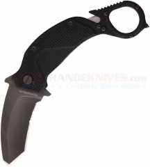 Extrema Ratio Nightmare Karambit Rescue Folding Knife (3.0 Inch Hawkbill Tanto Bohler N690 Black Combo Blade) Black Aluminum Handle EX0454BLK