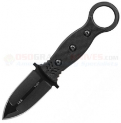 TOPS Knives I.C.E. Dagger Neck Knife Fixed (3 Inch Double-Edge 1095HC Black Blade) G10 Handle, Kydex Sheath w/ Beta Loops ICED-02