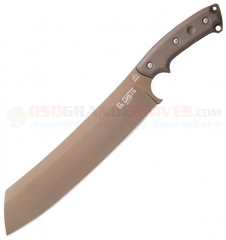 TOPS Knives El Chete Fixed (12.0 Inch 1095HC Midnite Bronze Plain Blade) Brown Micarta Handle + Kydex Sheath w/ Clip TPELCH03
