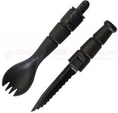 KA-BAR Tactical Spork with Hidden Serrated Knife (2.5 Inch Non-Detectable Grivory Blade) 9909