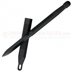 CIA Dart Sticker Spike Thermoplastic Non-Detectable Knife (3.50 Inch Polycarbonate Tri-Edge Black Blade) Checkered Plastic Handle + Neck Sheath M4260
