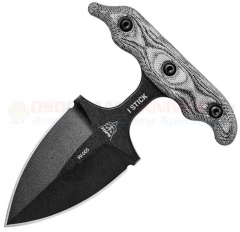 TOPS Knives I Stick Push Dagger Fixed (3.50 Inch Double-Edge 1075HC Black Plain Blade) Gray/Black Micarta Handle + Kydex Sheath TPISTK01
