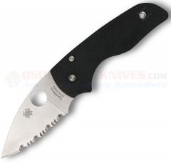 Spyderco C230GS Lil' Native Compression Lock Folding Knife (2.5 Inch CPM-S30V Satin Serrated Blade) Black Textured G-10 Handle