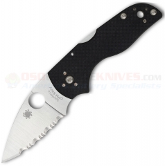 Spyderco C230MBGS Lil' Native Lockback Folding Knife (2.5 Inch CPM-S30V Satin Serrated Blade) Black Textured G-10 Handle