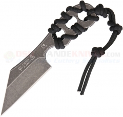 Max Knives Perrin-Janich Neck Knife Limited Run Fixed (3.25 Inch 440C Blackwash Plain Blade) Black Paracord Handle + Kydex Sheath MAXKF1