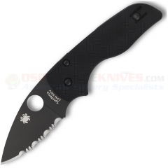 Spyderco C230GSBBK Lil' Native Compression Lock Folding Knife (2.5 Inch CPM-S30V Black Serrated Blade) Black Textured G-10 Handle