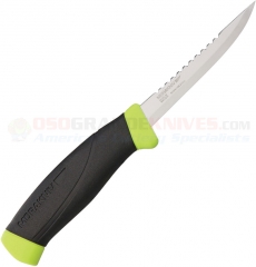 Morakniv Mora of Sweden Fishing Comfort Scaler 98 Knife Fixed (4.0 Inch Stainless Steel Plain Blade w/ Spine Scaler) Lime/Black Rubber Handle + Polymer Sheath FT01454