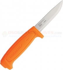 Morakniv Mora of Sweden Basic 511 Knife Fixed (3.63 Inch Carbon Steel Satin Plain Blade) Orange Polypropylene Handle + Plastic Belt Sheath FT01832