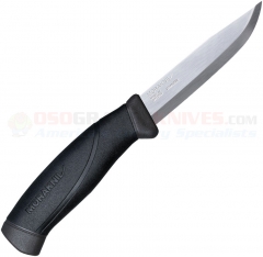 Morakniv Mora of Sweden Companion Knife Fixed (4.0 Inch Stainless Steel Satin Plain Blade) Gray/Black Rubber Handle + Polymer Sheath FT02186