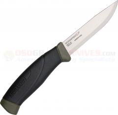 Morakniv Mora of Sweden Companion MG Knife Fixed (4.0 Inch Carbon Steel Satin Plain Blade) OD Green/Black Polyamide Handle + Polymer Sheath FT10258