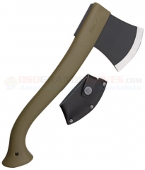 Morakniv Mora of Sweden Camping Axe (4.50 Inch Boron Steel Black Axe Head w/ 3.5 Inch Cutting Edge) OD Green Polymer Handle + Leather Blade Cover FT99106