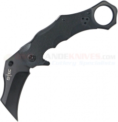 S-TEC Eagle Talon Karambit Liner Lock Folding Knife (2.50" Hawkbill Black Plain Blade) Black G10 Handle + Kydex Sheath STTS005