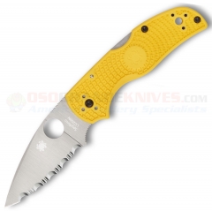 Spyderco Native 5 Salt Lockback Folding Knife (2.95 Inch LC200N Satin Serrated Blade) Yellow FRN Handle C41SYL5