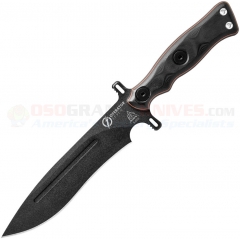 TOPS Knives Operator 7 Blackout Tactical Knife Fixed (7.25 Inch 1075 Black Plain Blade) Black Micarta/Black G10 Handle + Kydex Sheath OP702