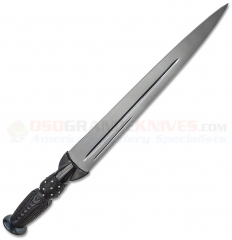 Cold Steel Scottish Dirk Dagger (13 Inch 1050 Carbon Steel Double-Edge Blade) Black FRN Handle + Leather Scabbard 88SD