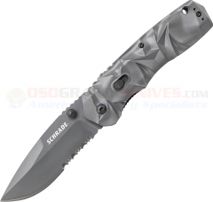 Schrade A12S MAGIC Dual Action Assisted Opening Folding Knife (3.42 Inch AUS-8 Gray TiNi Combo Blade) Titanium Coated Milled Aluminum Handle SCHA12S