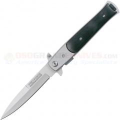 Tac-Force Milano Stiletto Speedster Spring Assisted LinerLock Folding Knife (3.75 Inch 440 Bead Blast Plain Blade) Black Pakkawood Handle 428BW