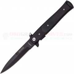 Tac-Force Milano Stiletto Speedster Spring Assisted LinerLock Folding Knife (3.75 Inch 440 Black Plain Blade) Black G10 Handle 428G10