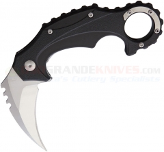 Brous Blades Import Line Enforcer Karambit Liner Lock Folding Knife (2.625 Inch D2 Satin Plain Hawkbill Blade) Black Zytel Handle BRBM001