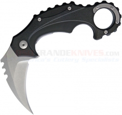 Brous Blades Import Line Enforcer Karambit Liner Lock Folding Knife (2.625 Inch D2 Stonewash Plain Hawkbill Blade) Black Zytel Handle BRBM001S