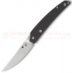Spyderco Ikuchi Flipper Compression Lock Folding Knife (3.26 Inch S30V Satin Plain Blade) Carbon Fiber/G10 Laminate Handle C242CFP