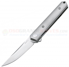 Boker Plus Burnley Mini Kwaiken Flipper LinerLock Folding Knife (3.13 Inch D2 Satin Plain Blade) Titanium Handle 01BO267