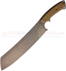 TOPS Knives El Chete Chopper Knife Fixed (12.0 Inch 1095HC Camo Plain Blade) Coyote Brown Micarta Handle + Kydex Sheath w/ Dangler TPELCH01C