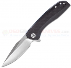 CIVIVI Knives Baklash Flipper Liner Lock Folding Knife (3.5 Inch 9Cr18MoV Satin Drop Point Blade) Black G10 Handle C801C