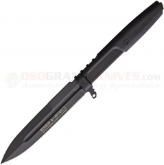 Extrema Ratio Requiem Black Stiletto Dagger Knife Fixed (4.5 Inch N690 Single-Edge Black Plain Blade) Black Forprene Handle + Aspis Nylon Sheath EX0478BLK