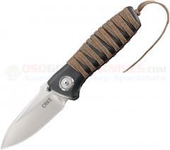 Columbia River CRKT Parascale Bushcraft Deadbolt Lock Folding Knife (3.191 Inch Black Stonewash D2 Plain Blade) Black GRN Handle 6235
