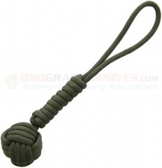 Combat Ready Monkey Fist Self-Defense Tool Lanyard (5.5 Inch OD Green Paracord w/ Wrapped Steel Ball) CBR357