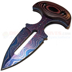 Komoran Push Dagger (2.5 Inch Purple/Pink Double-Edge Plain Blade) Black/Pink Pakkawood Handle + Nylon Sheath KO029