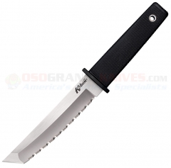 Cold Steel Kobun Serrated Boot Knife Fixed (5.5 Inch AUS8 Tanto Satin Blade) Black Kraton Handle + Secure-Ex Sheath 17TS