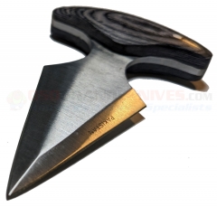 Mini Push Dagger Knife Fixed (1.50 Inch Double-Edge Spearpoint Blade) Black Pakkawood Handle + Leather Sheath PA203091BK