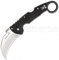 Cold Steel Tiger Claw Karambit Tri-Ad Lock Folding Knife (3.25 Inch CPM-S35VN Satin Plain Hawkbill Blade) Black G10 Handle 22C