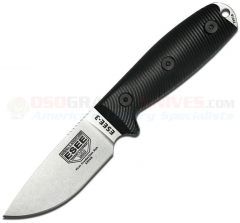 ESEE Knives ESEE-3PMS35V-001 Model 3 Knife Fixed (3.9 Inch S35VN Stainless Satin Plain Blade) Black 3D G-10 Handle w/ Rounded Pommel + Black Polymer Sheath 3PM35V001