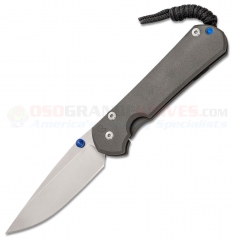 Chris Reeve Large Sebenza 31 Frame Lock Folding Knife (3.62 Inch CPM S45VN Stonewash Plain Blade) Blasted Titanium Handle L31-1000