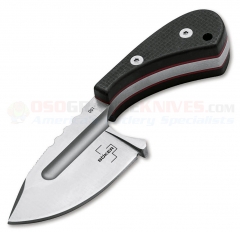 Boker Plus Sigyn Neck Knife Fixed (1.97 Inch D2 Satin Drop Point Plain Blade) Black G10 Handle + Kydex Neck Sheath 02BO037