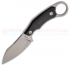LionSteel H1 Backup Knife Karambit Fixed (2.95 Inch M390 Sheepsfoot Stonewash Plain Blade) Black G10 Handle + Black Leather Sheath H1 GBK