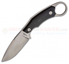 LionSteel H2 Backup Knife Karambit Fixed (2.95 Inch M390 Drop Point Stonewash Plain Blade) Black G10 Handle + Black Leather Sheath H2 GBK